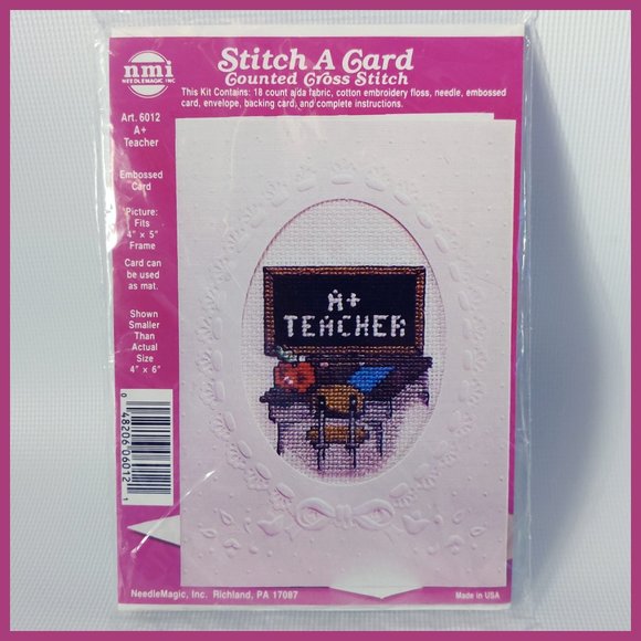 NeedleMagic Stitch A Card 6012 "A+ Teacher" Counted Cross Stitch Kit - Picture 1 of 2